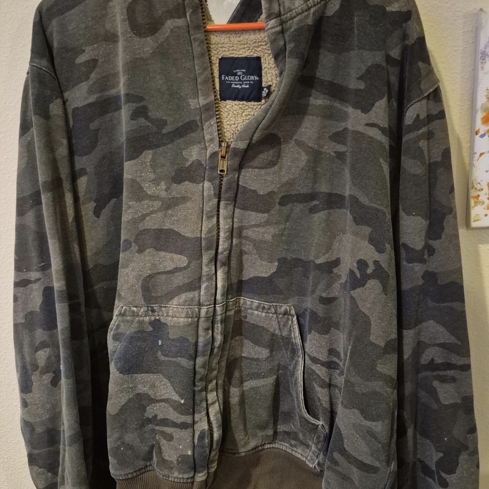 Faded Glory Olive Green Sherpa-Lined Jacket